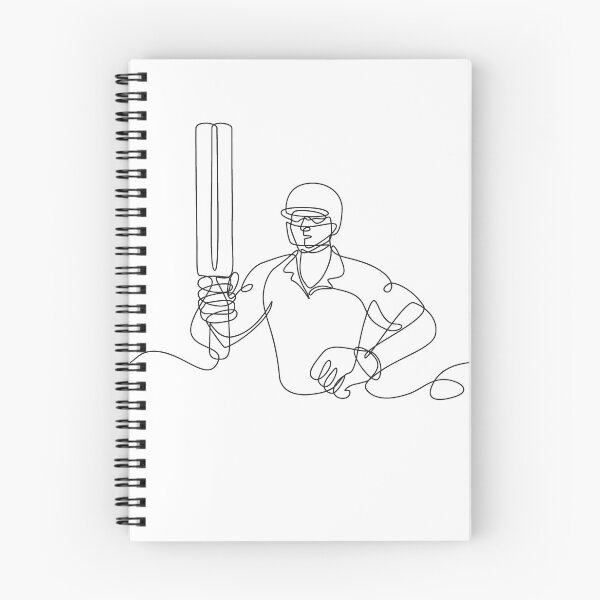 Item preview, Cricket Batsman Holding Up Bat Front View Continuous Line Drawing designed and sold by patrimonio.