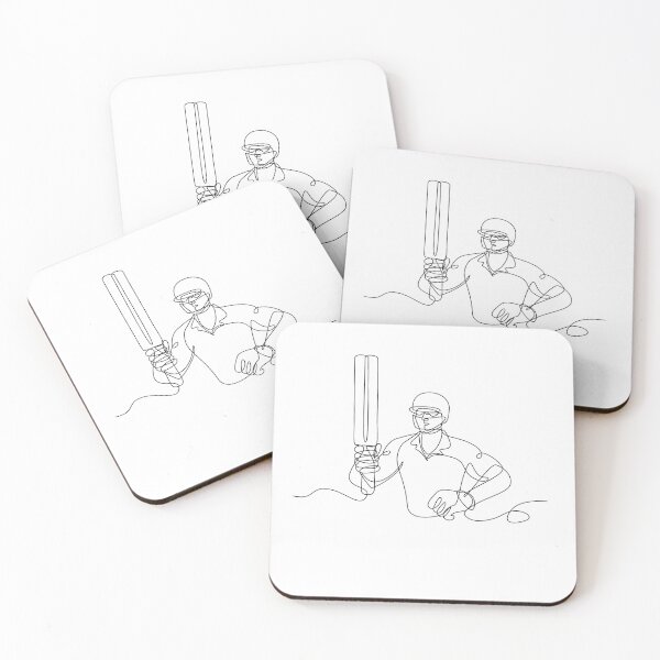 Item preview, Cricket Batsman Holding Up Bat Front View Continuous Line Drawing designed and sold by patrimonio.