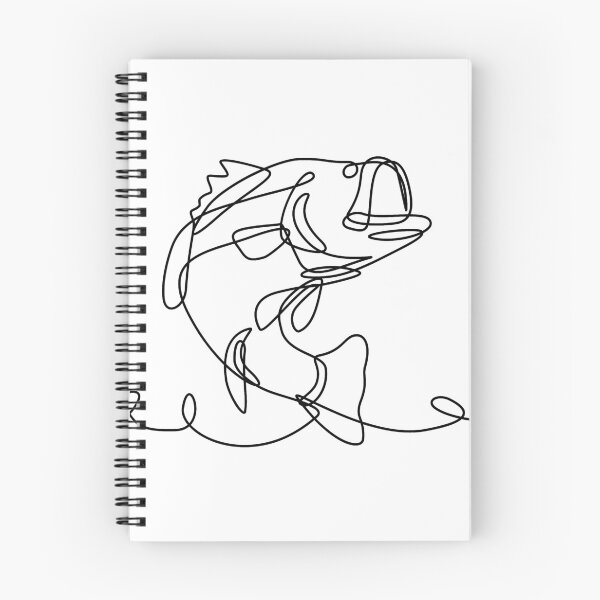 Item preview, Largemouth Bass Widemouth Bass or Bigmouth Jumping Up Continuous Line Drawing designed and sold by patrimonio.