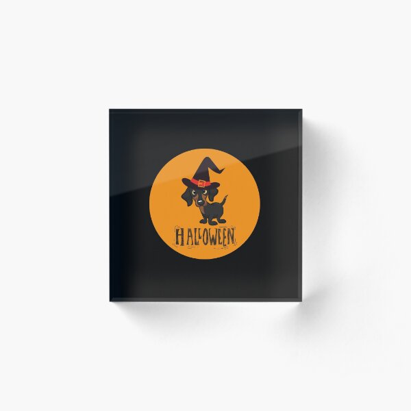 Cute Dachshund Halloween Design Acrylic Block