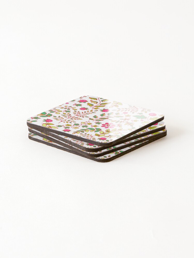 Thumbnail 4 of 5, Coasters (Set of 4), Pink Flower Pattern designed and sold by PatternSquare.