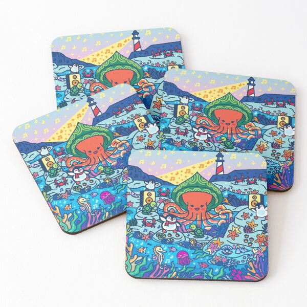 Item preview, Poulpa the octopus playing Music in the Tide pool - Creatober 2020 days 20-22 designed and sold by TokiPY.