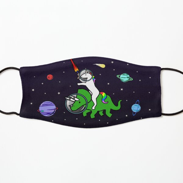 Unicorn Riding Triceratops In Space Kids Mask