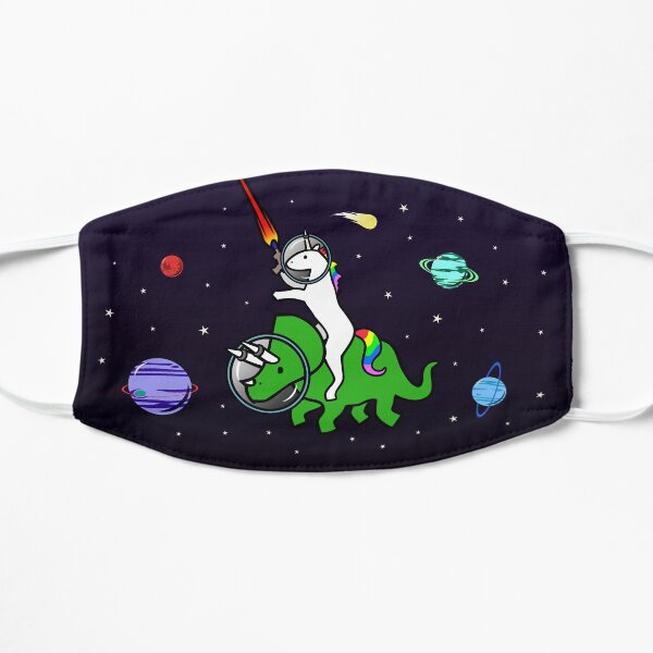 Unicorn Riding Triceratops In Space Flat Mask