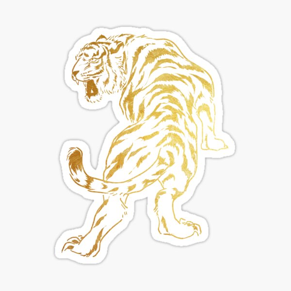 Vista previa del artículo con la obra «Estilo de tatuaje de boceto de tigre dorado Año del tigre 2022», diseñado y vendido por SoccaTamam.