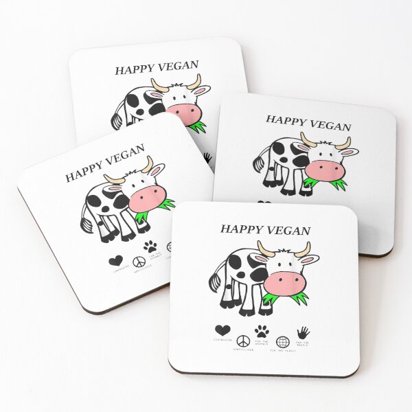 Item preview, HAPPY VEGAN LUCKY COW VEGGY VEGETARIAN ANIMAL FRIENDLY designed and sold by JohnRicha27.