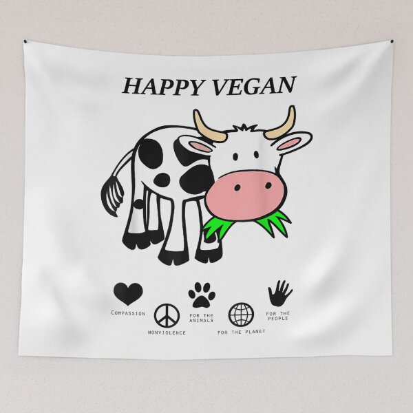 Item preview, HAPPY VEGAN LUCKY COW VEGGY VEGETARIAN ANIMAL FRIENDLY designed and sold by JohnRicha27.