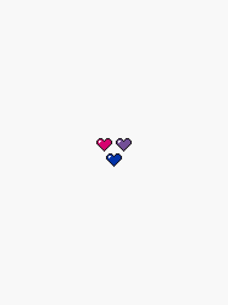 Aperçu 3 sur 3. Sticker avec l'œuvre Coeurs de pixels bisexuels créée et vendue par FadedPenny.