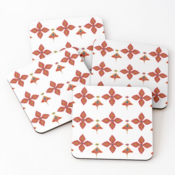 Item preview, Red Floral Geometric Pattern - With Red Spades on White Background designed and sold by storeIndus.