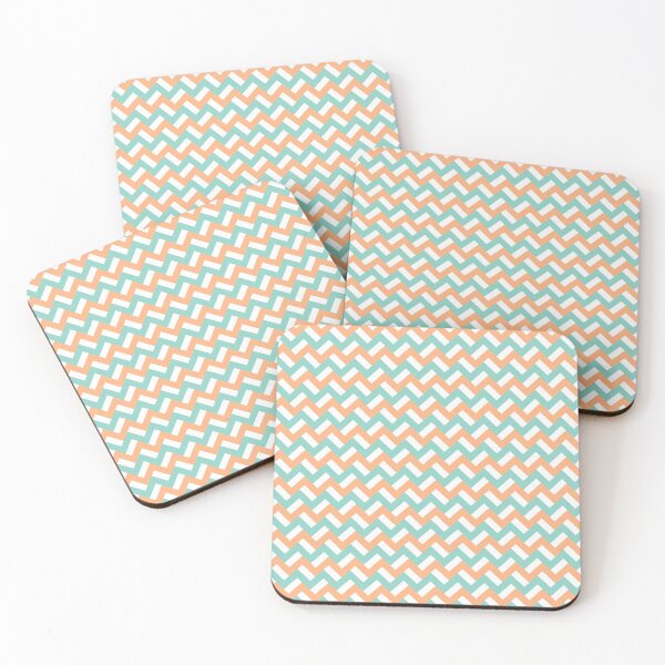Item preview, Teal and peach zigzags designed and sold by Petits Pixels.