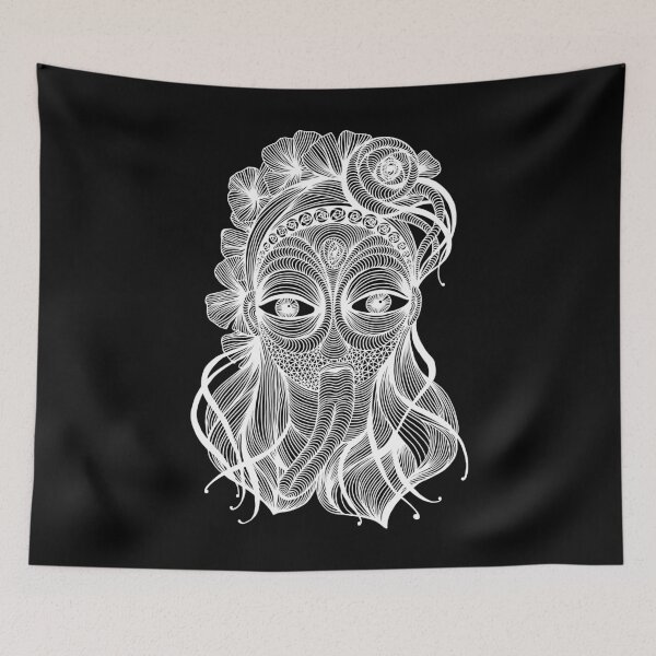 Artikelvorschau, Alien mask Illustration Line Art entworfen und verkauft von line212line.
