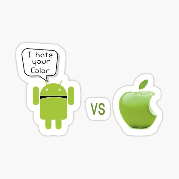Android vs Apple - Odio tu color - Robot u. manzana Pegatina