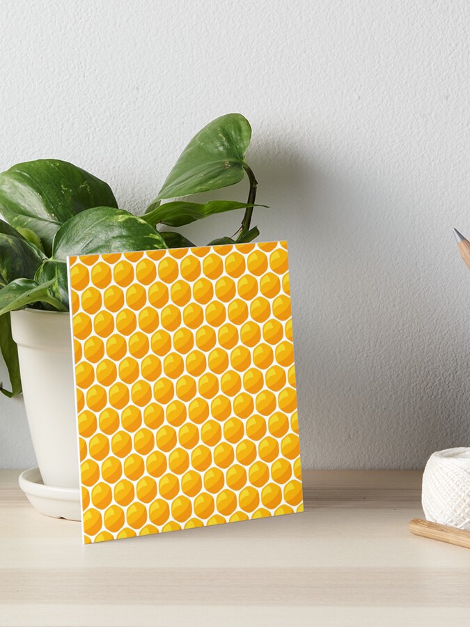 panal hexagonal amarillo brillante con miel, ilustración de estilo