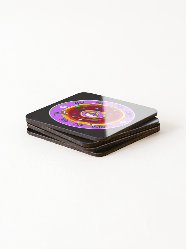 Thumbnail 4 of 5, Coasters (Set of 4), WILL RUN FOR DONUTS FOR DONUTS LOVER designed and sold by Ralek.