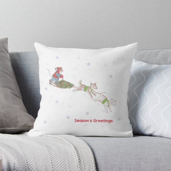 Tom Mouse Dog Sled Team! Throw Pillow