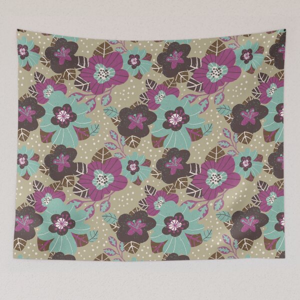 Item preview, Vintage retro hippie flowers in autumn colors designed and sold by AlmudenaLopez.