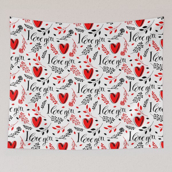 Item preview, I Love You Red Pattern designed and sold by SSK Designs.