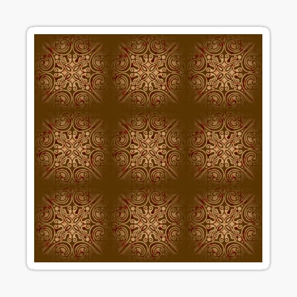 Hand-drawn Tiles gold curved with brown texture background Sticker