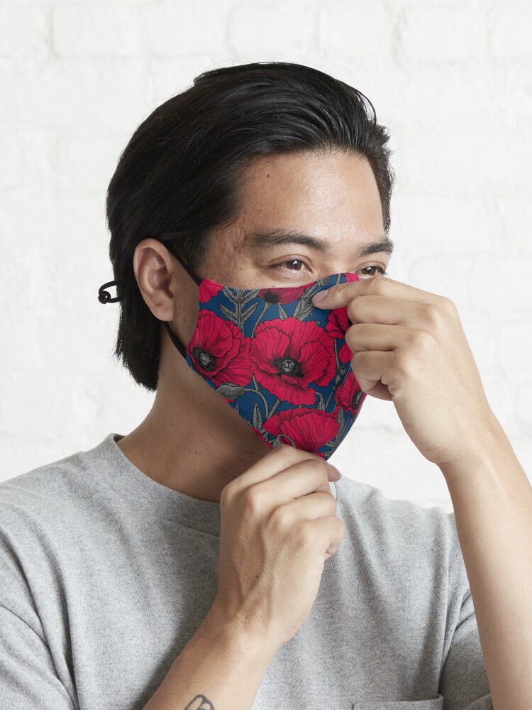 Alternate view of Night poppy garden Mask