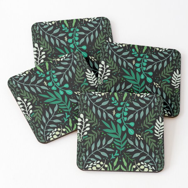 Item preview, green leaves. leaf. nature. wild floral flowers black  designed and sold by Mavis1994.