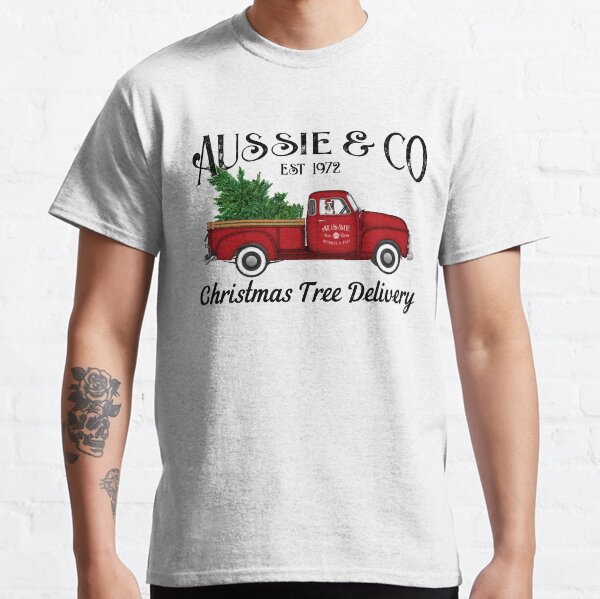 Aussie Australian Shepherd Christmas Tree Antique Truck Classic T-Shirt