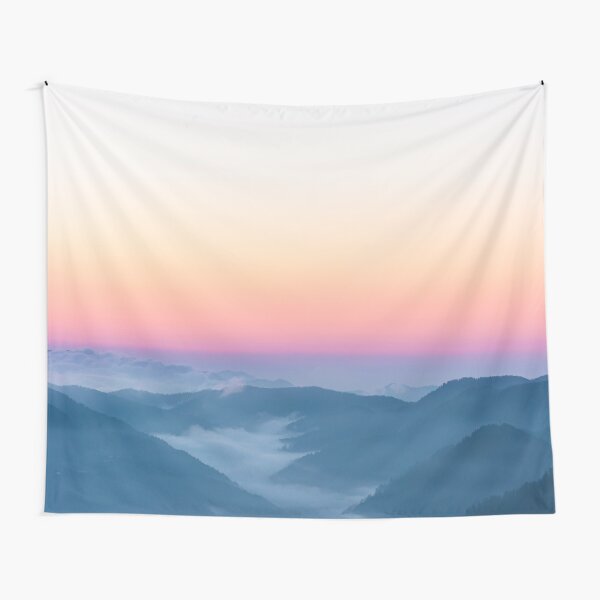 Morning fog and magical sky before sunrise Tapestry
