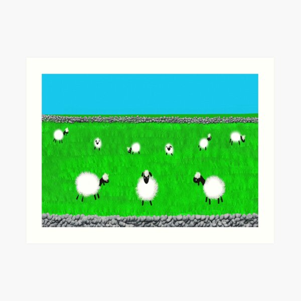 Sheep in the meadow Art Print
