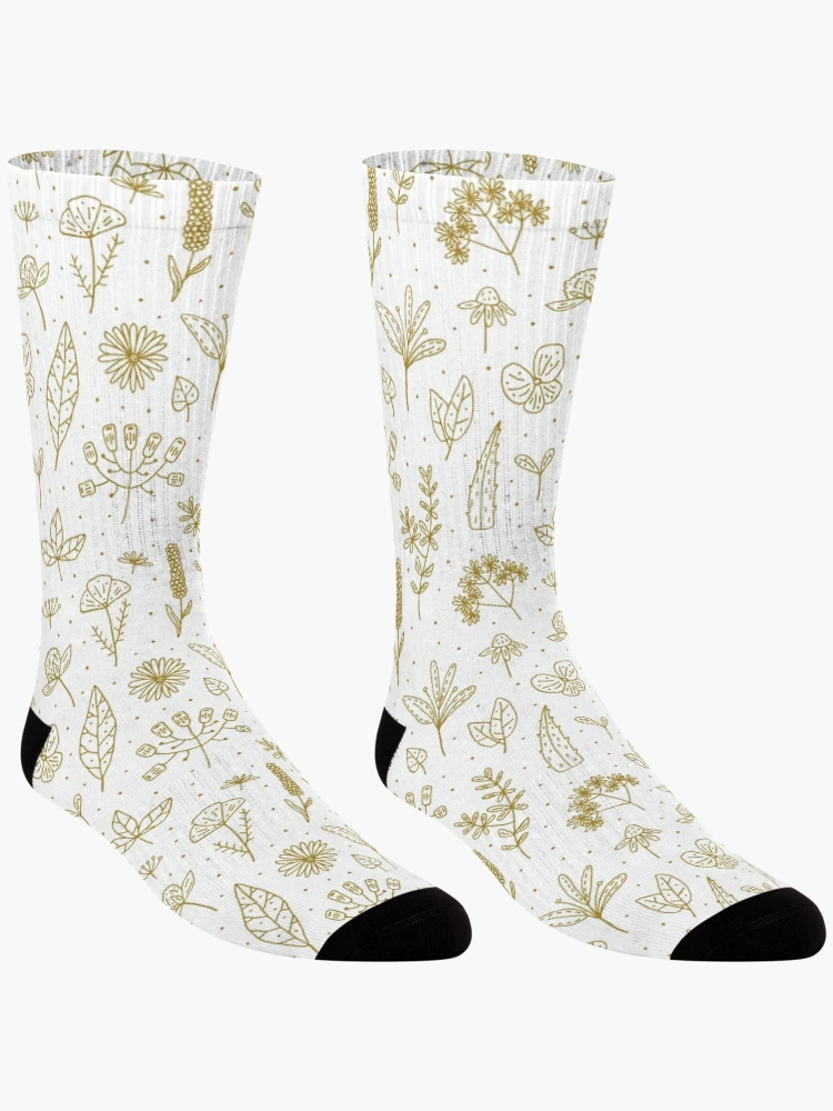 Thumbnail 3 of 5, Socks, Line Art Flower Pattern designed and sold by PatternSquare.