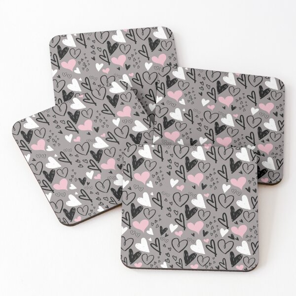 Item preview, Grey heart doodles pattern designed and sold by Abbara.