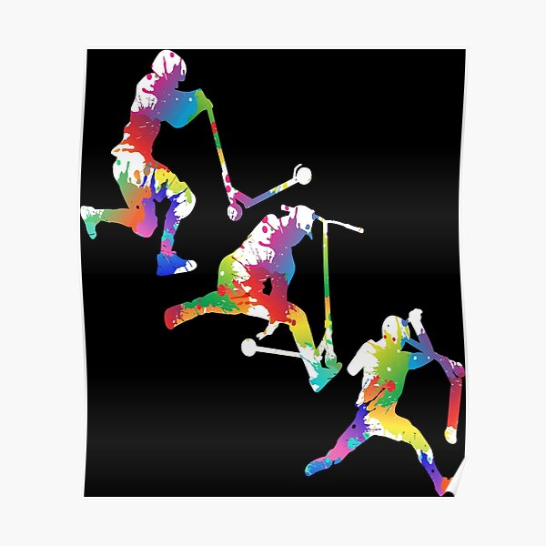 Motif trottinette acrobatique Poster
