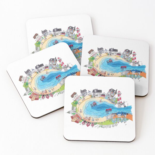 Item preview, Seaside Harbour Illustration With British and Nordic influences designed and sold by LouiseFranksArt.