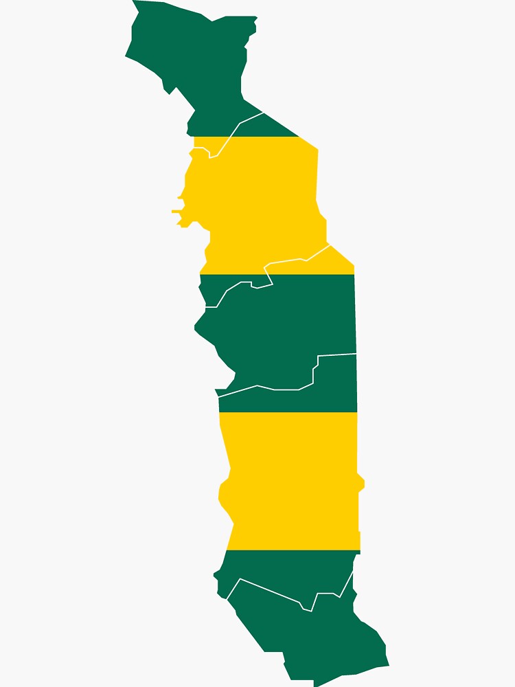 Pegatina Mapa De La Bandera De Togo Con Regiones De Travel Nz Redbubble