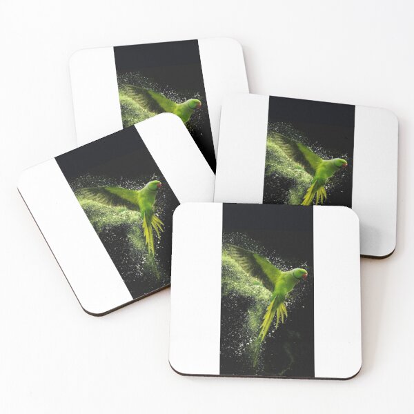 Item preview, Cute little green parrot is having fun flying. designed and sold by prithvi chand.