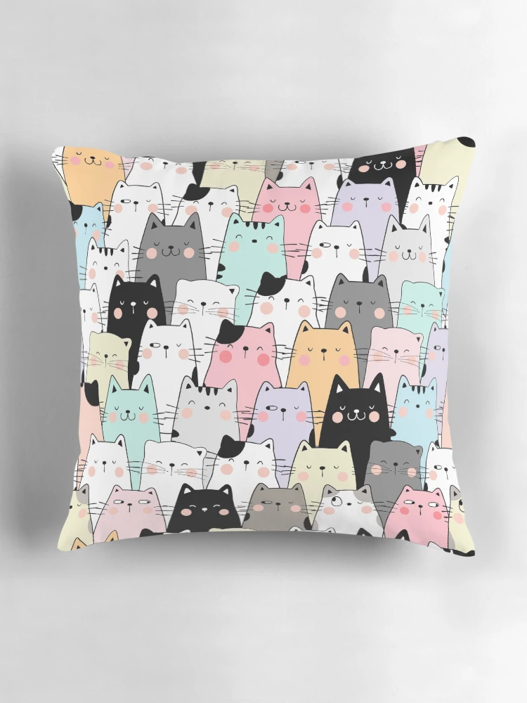 Thumbnail 3 of 4, Pillow, Colorful Cat Pattern designed and sold by PatternSquare.
