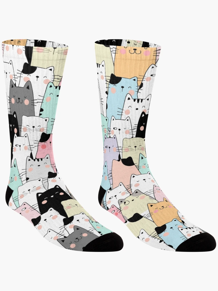 Thumbnail 3 of 5, Socks, Colorful Cat Pattern designed and sold by PatternSquare.