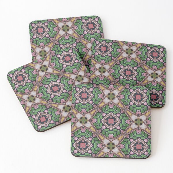 Item preview, Green, Cerise Pink Flower Embroidery design,5 designed and sold by ZenArt-Fern.