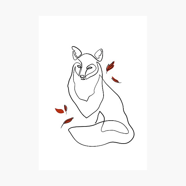 Fox - Minimal line art Photographic Print