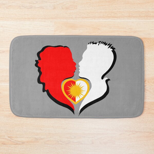 Item preview, Woman kisses man in the Ezidi flag colors designed and sold by AdelloDeAmo.