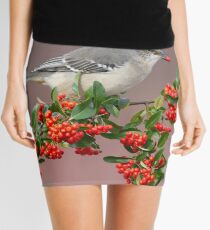 Northern Mockingbird and berries Mini Skirt