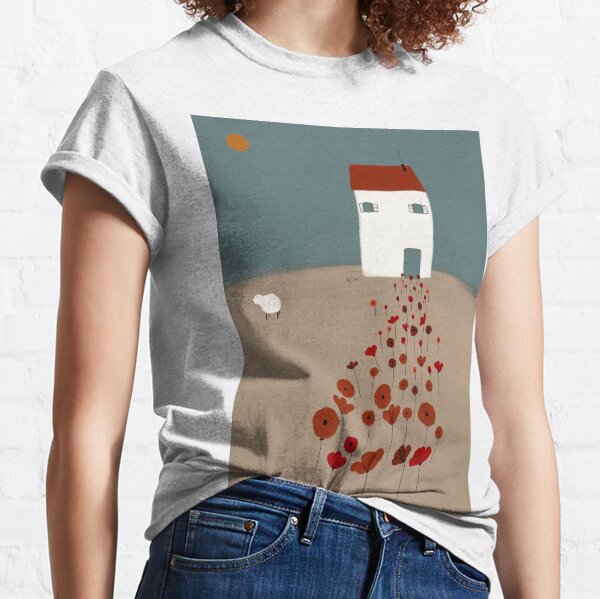 Camino de amapolas digital art, poppy, poppies, illustration Classic T-Shirt