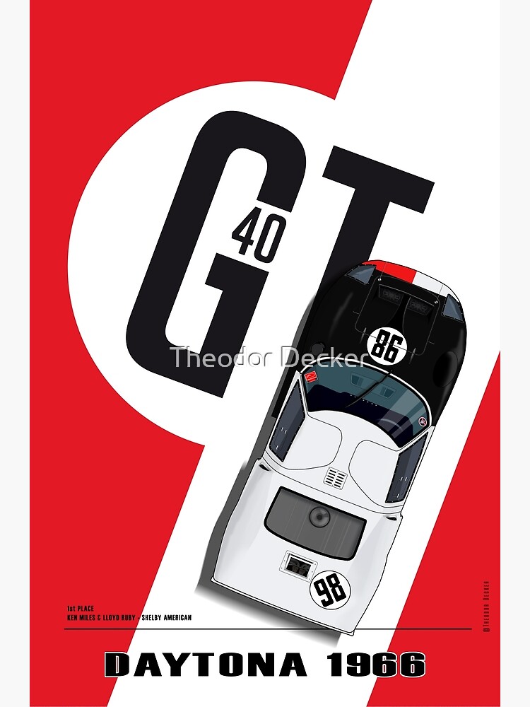 Daytona 1966, GT40 Ken Miles Lloyd Ruby Poster