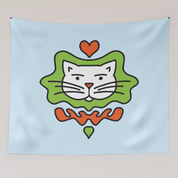 Item preview, Cute Cartoon Cat with heart - Orange and Green designed and sold by Twist Design.