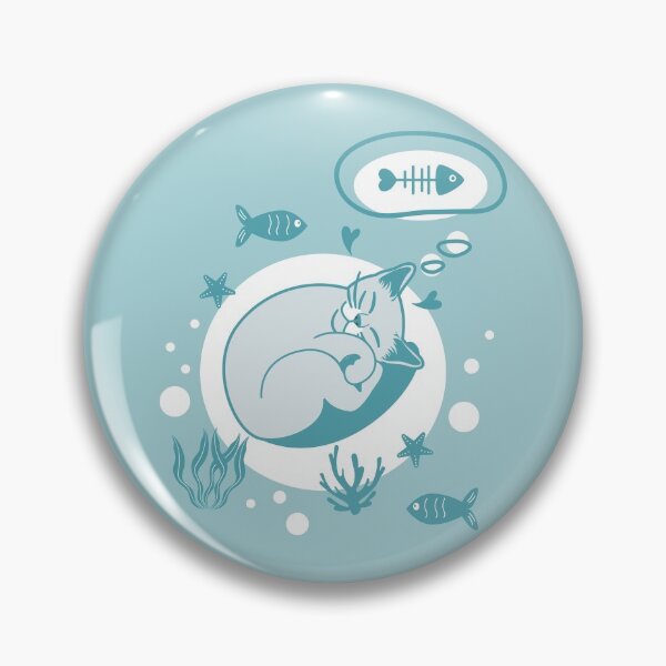 Item preview, Sleeping Russian Blue Cat Dreaming About Fish designed and sold by lulululupaint.