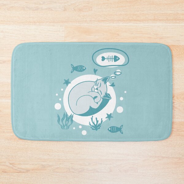 Item preview, Sleeping Russian Blue Cat Dreaming About Fish designed and sold by lulululupaint.