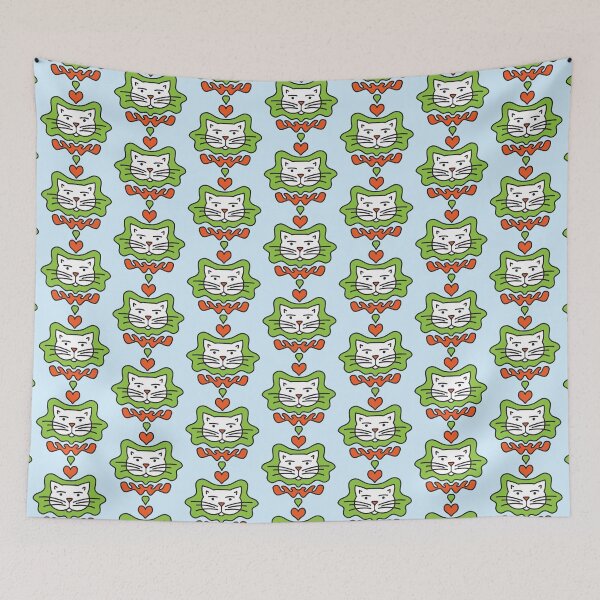 Item preview, Cute Cat Cartoon Pattern - Orange and Green designed and sold by Twist Design.