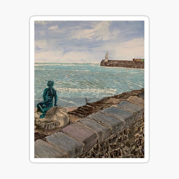 Item preview, Folkestone mermaid in Kent,England. Lovely beach scene, original art work. designed and sold by shaz141.