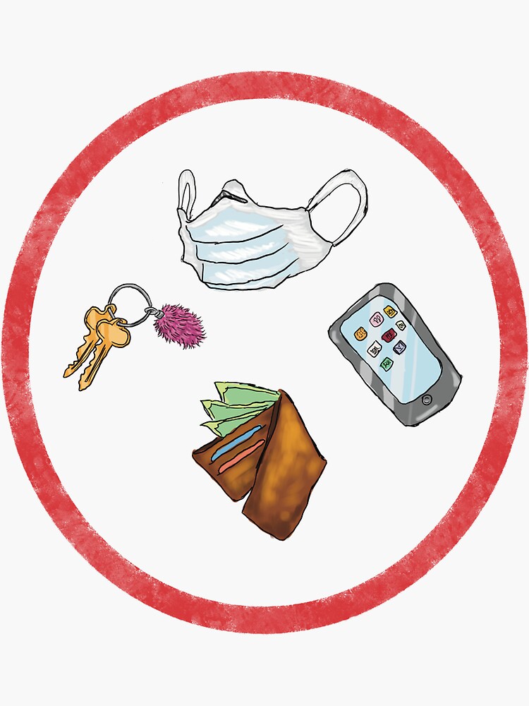 Thumbnail 3 of 3, Sticker, The Essentials - Mask Phone Wallet Keys, Don't Leave Home Without Them designed and sold by ahess101.