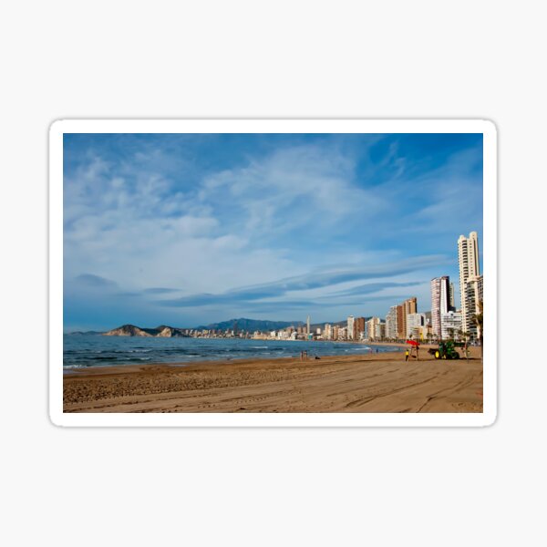 La playa de Levante de Benidorm Costa Blanca España Pegatina