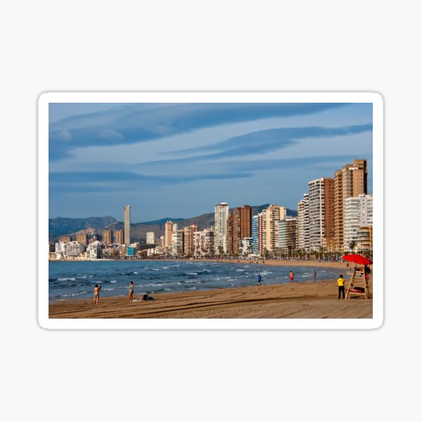 La playa de Levante de Benidorm Costa Blanca España Pegatina