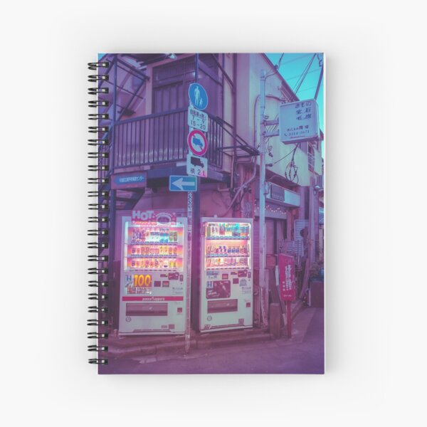 Japanese Vending Machine at dawn in Tokyo Streets Spiral Notebook